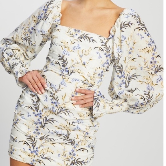 BEC + BRIDGE Lavender Bay Floral Ruched Lace Up Mini Dress US 6 - Picture 13 of 15